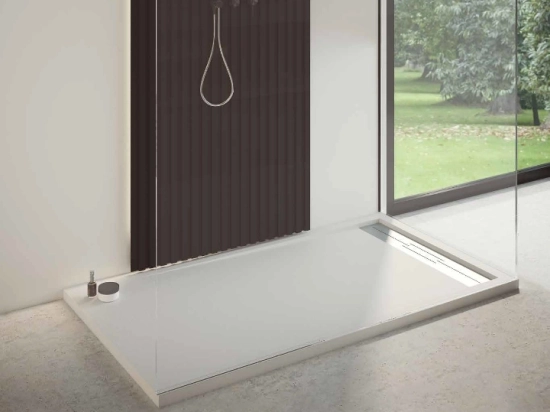 Receveur de douche caniveau, haut de gamme, Largeur 65 à 210 X 65 à 100 cm, résine pleine masse anti glissante PN24, 10 couleurs, Garantie 5 ans, Livraison rapide et offerte